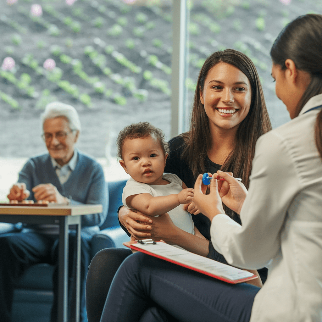 Healthcare professional with family