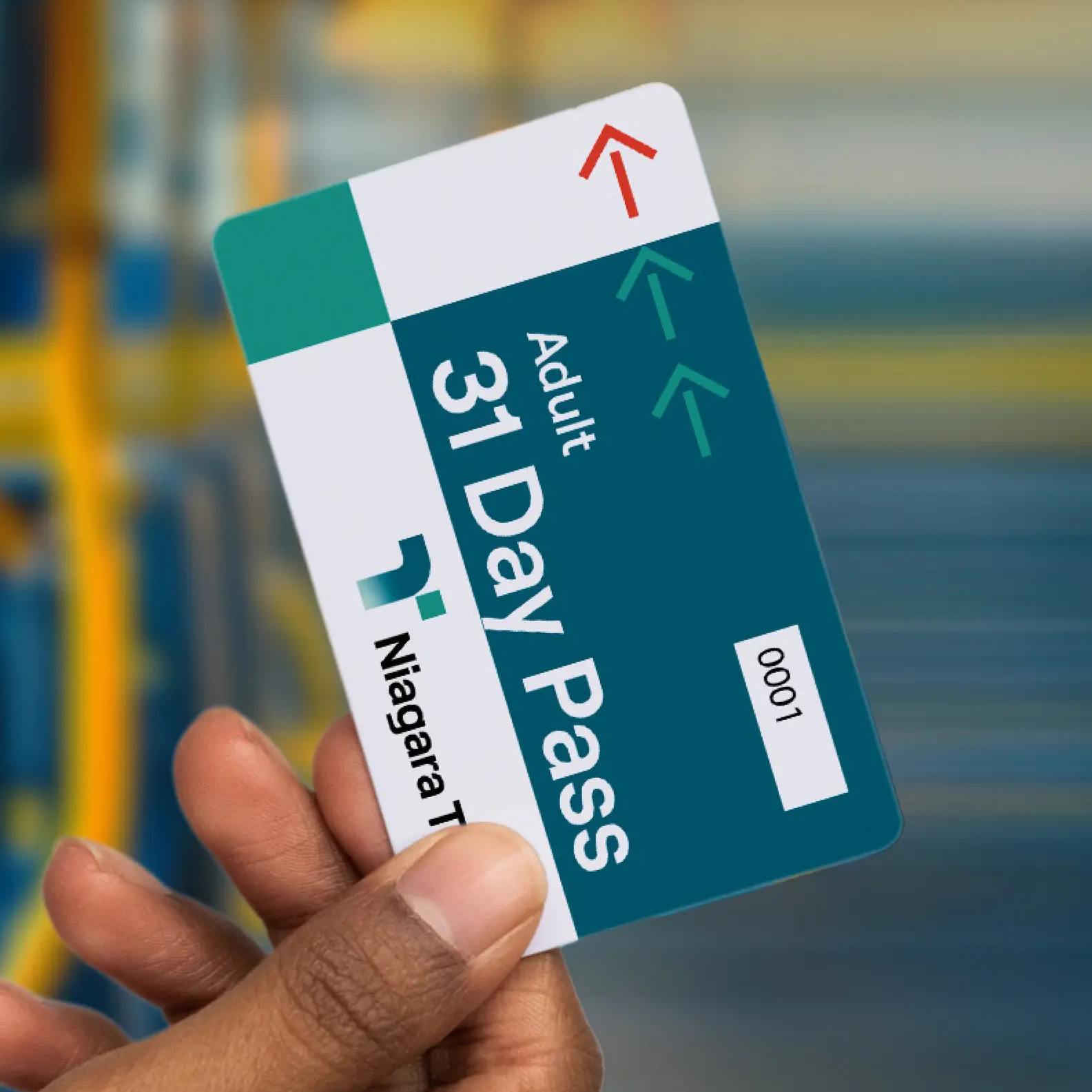 hand holding a Niagara Transit monthly pass